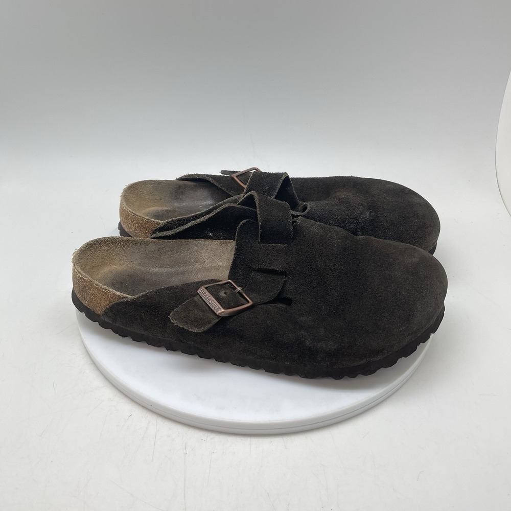 Birkenstock Boston Soft Footbed Brown Suede Leather Clogs Womens 41 US 10 Reg